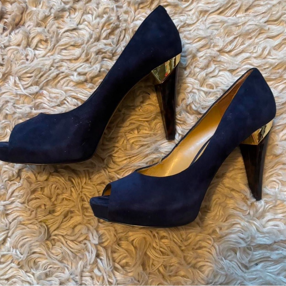 Elegant Blue Nine West Peep-Toe Heels size 8.5